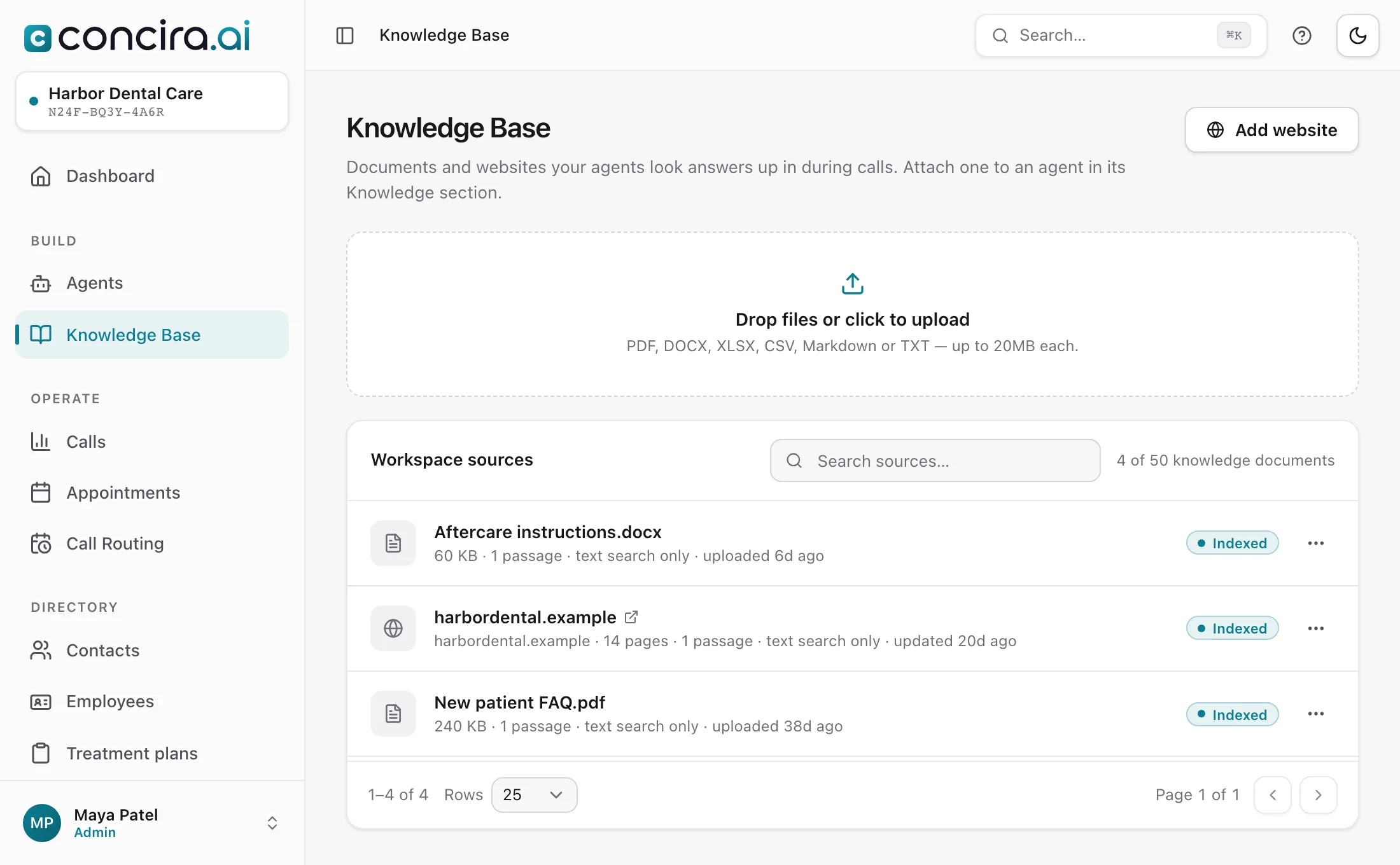 The knowledge base with a price list, an FAQ, a website and aftercare instructions, all ready